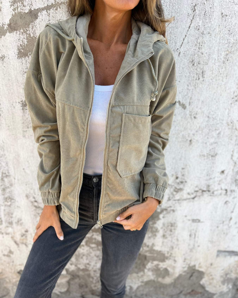 Danna - Veste en velours côtelé à capuche avec zip