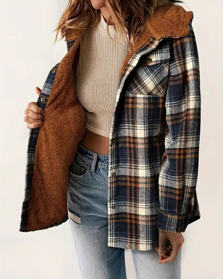 Nayla - Veste à carreaux avec doublure en Sherpa confortable
