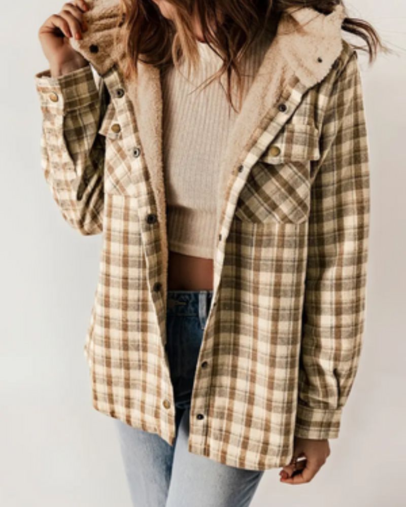 Nayla - Veste à carreaux avec doublure en Sherpa confortable