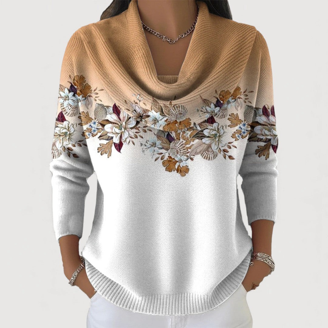 Amandine | Élégant Pull Femme en Laine Mérinos avec Col Drapé