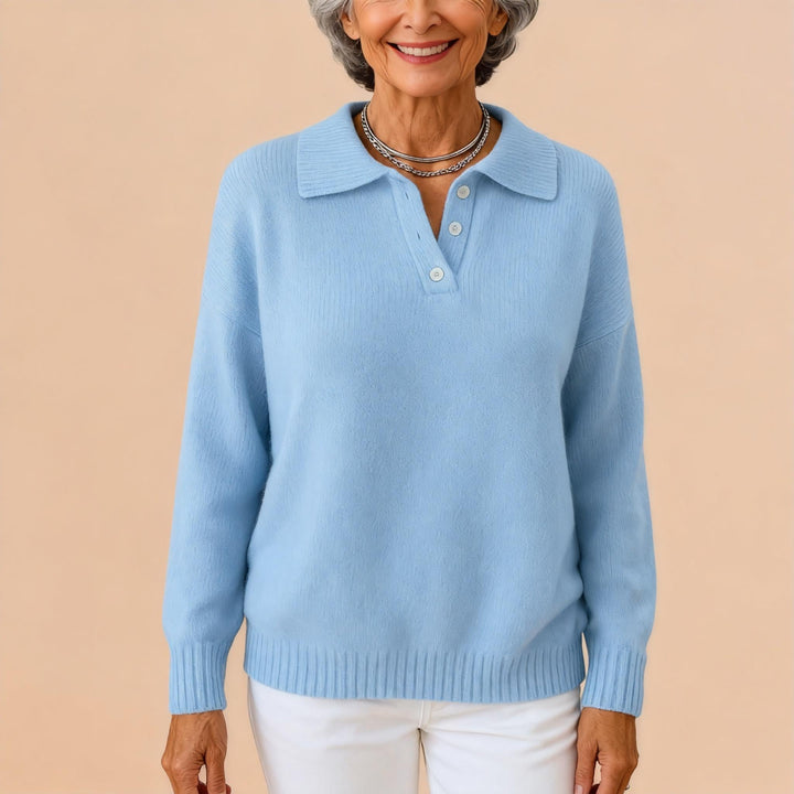 Olivia | Élégant Pull Tricot Femme à Col Structuré pour un Style Raffiné