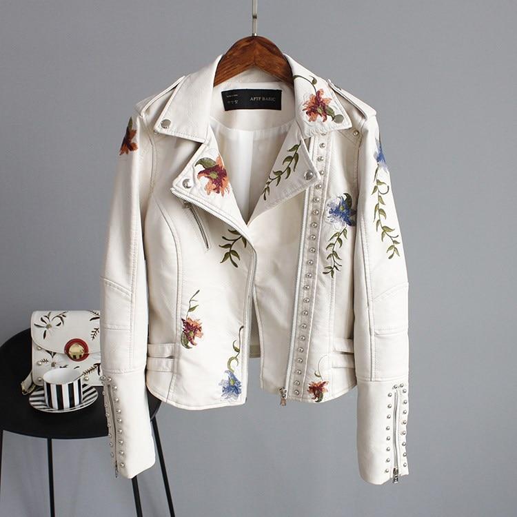 Jayzie | Veste en Cuir Brodée et Élégante