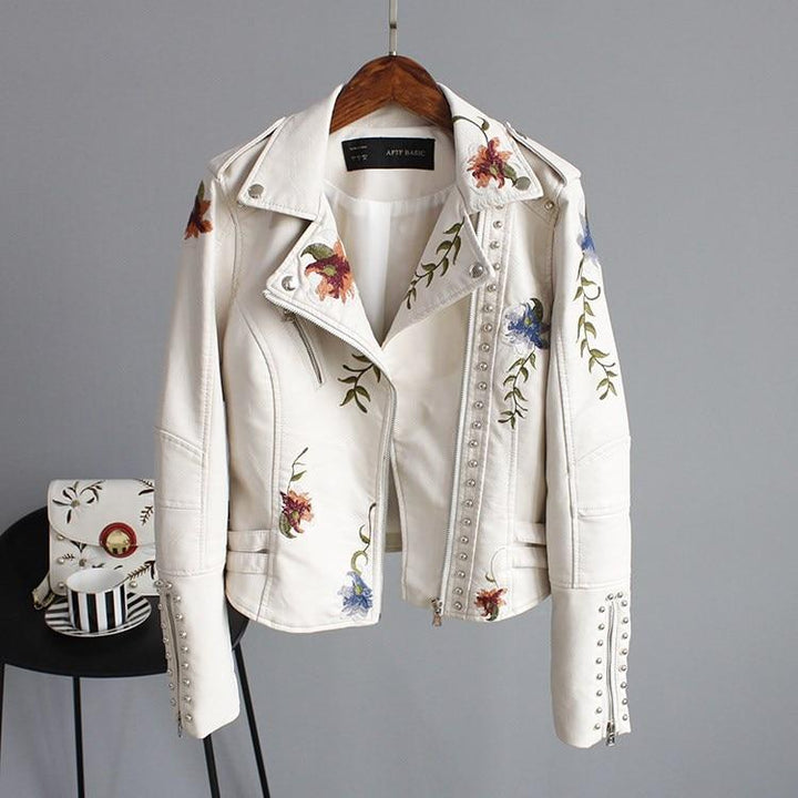 Jayzie | Veste en Cuir Brodée et Élégante