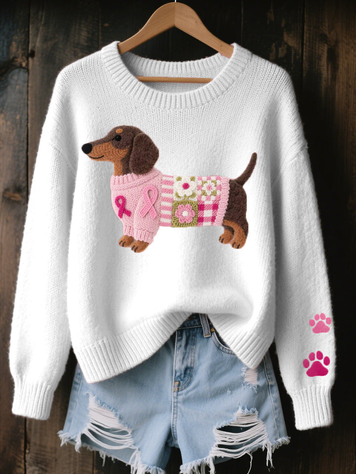Naoni | Pull Femme Douillet avec Motif de Teckel pour un Style Unique