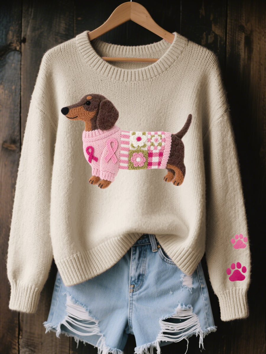 Naoni | Pull Femme Douillet avec Motif de Teckel pour un Style Unique