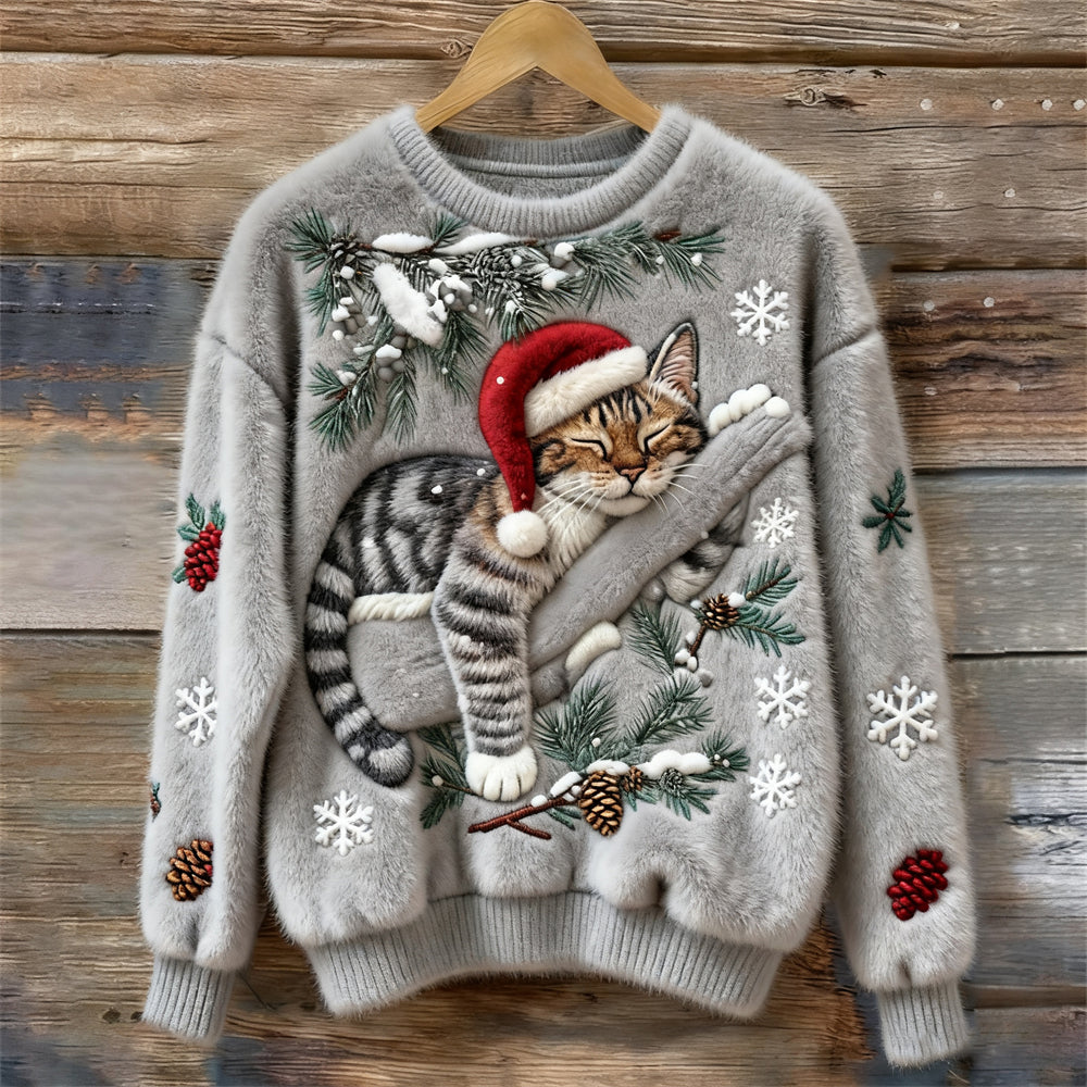 Anaëlle | Pull pour Chat de Noël Doux et Festif en Tissu Pelucheux