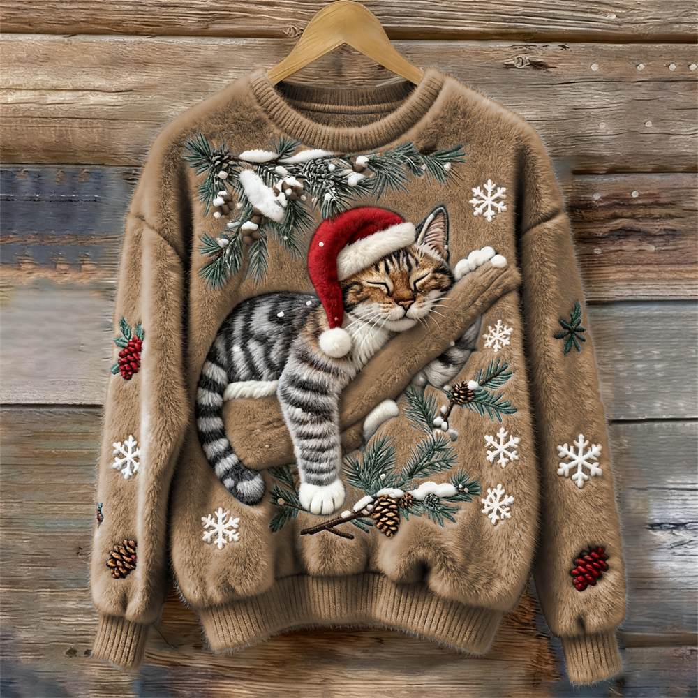 Anaëlle | Pull pour Chat de Noël Doux et Festif en Tissu Pelucheux