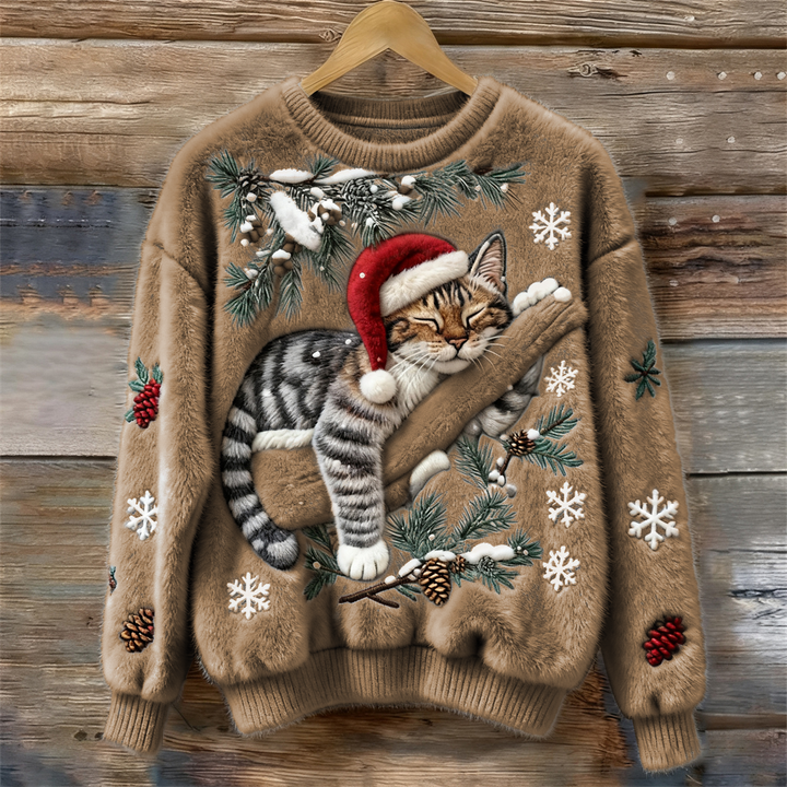 Anaëlle | Pull pour Chat de Noël Doux et Festif en Tissu Pelucheux