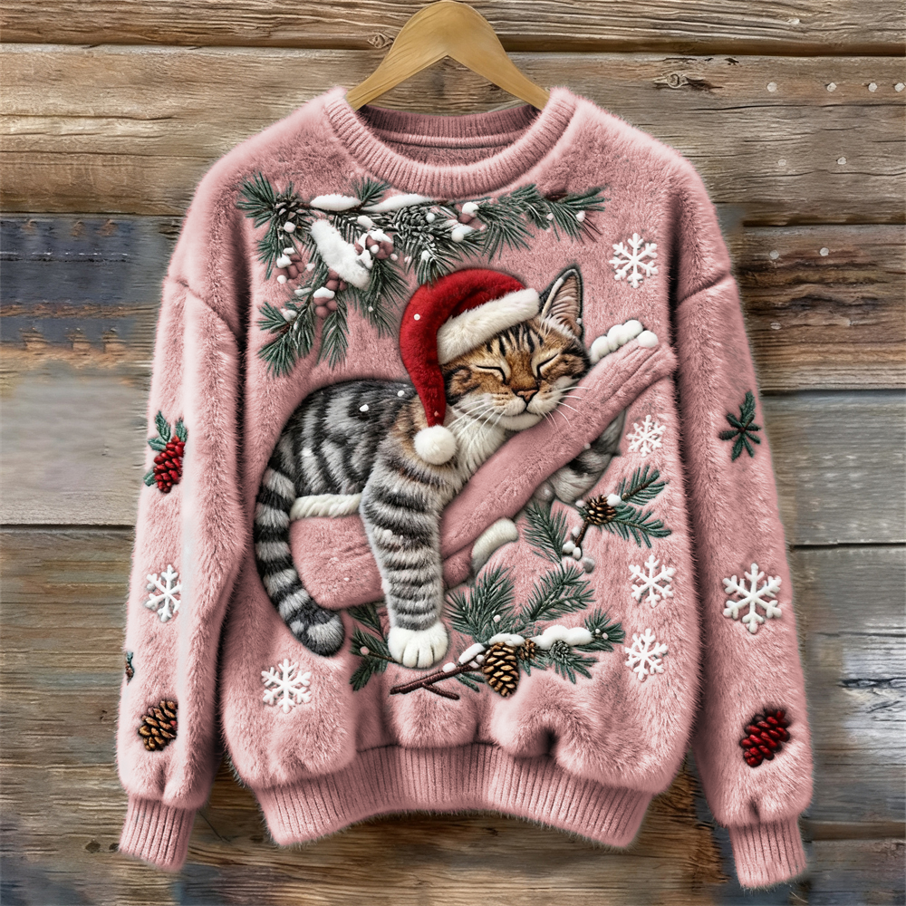 Anaëlle | Pull pour Chat de Noël Doux et Festif en Tissu Pelucheux