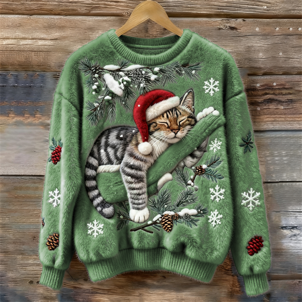 Anaëlle | Pull pour Chat de Noël Doux et Festif en Tissu Pelucheux