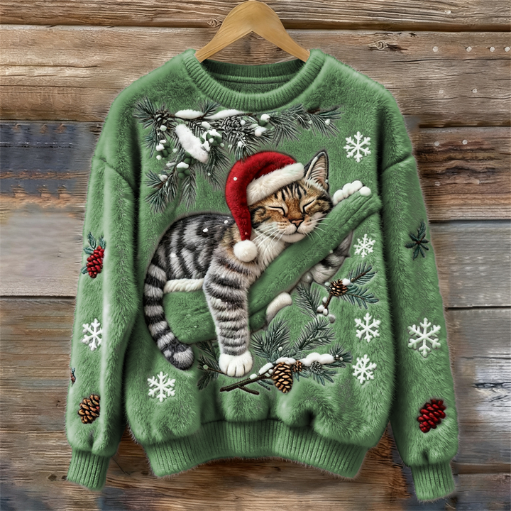 Anaëlle | Pull pour Chat de Noël Doux et Festif en Tissu Pelucheux