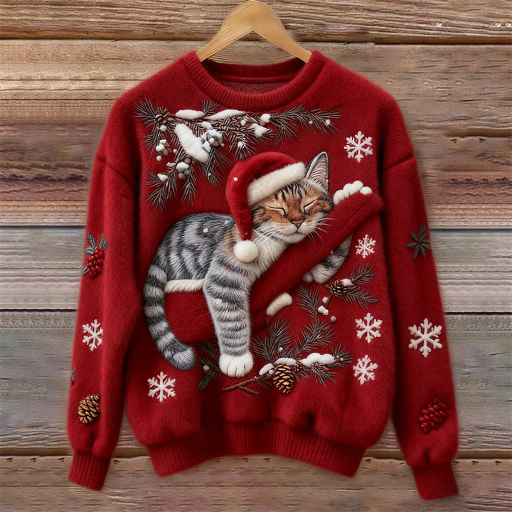 Anaëlle | Pull pour Chat de Noël Doux et Festif en Tissu Pelucheux