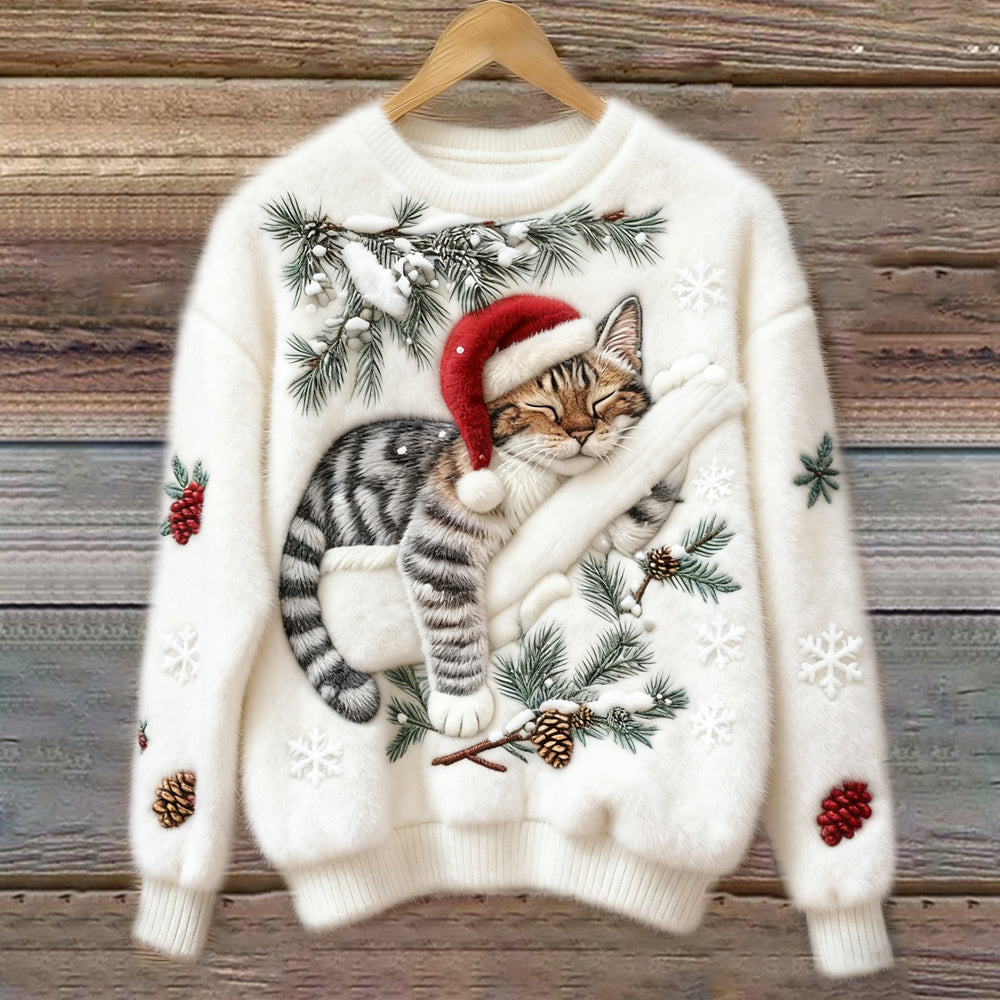 Anaëlle | Pull pour Chat de Noël Doux et Festif en Tissu Pelucheux