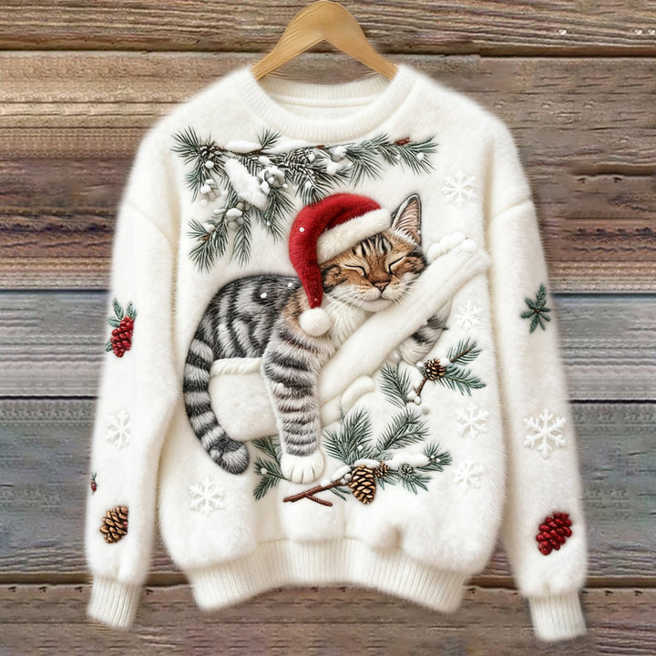 Anaëlle | Pull pour Chat de Noël Doux et Festif en Tissu Pelucheux