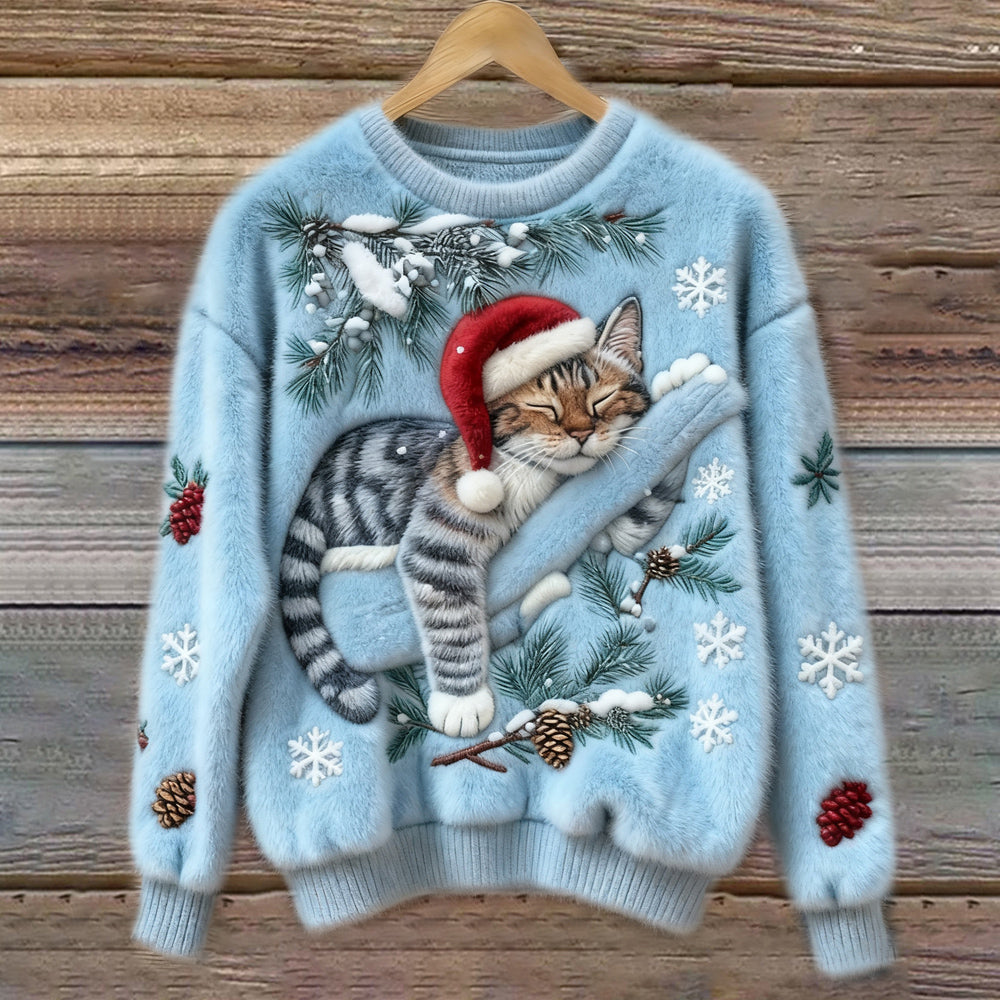 Anaëlle | Pull pour Chat de Noël Doux et Festif en Tissu Pelucheux
