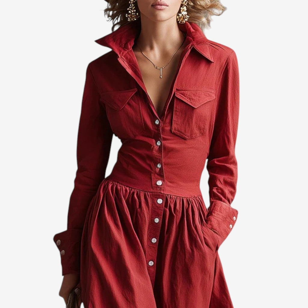 Janine™ Élégante robe avec boutons
